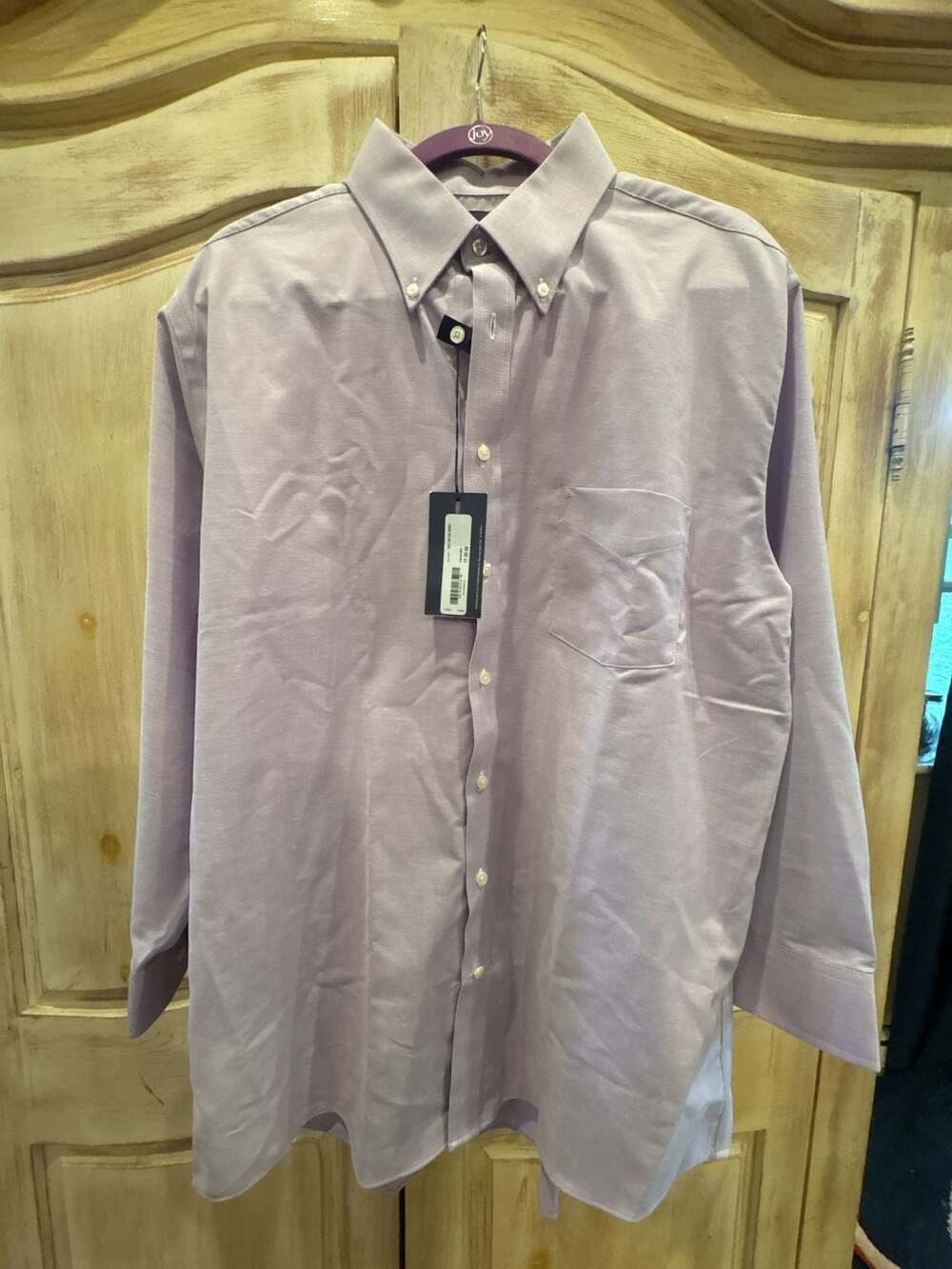 Stafford Wrinkle Free Oxford Shirt Size 17 32-33 Lavender Regular Fit